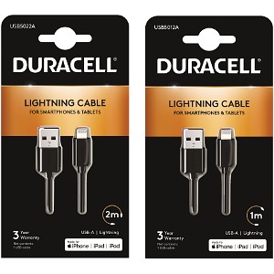 Duracell 1m+2m Kabel USB-A do Lightning