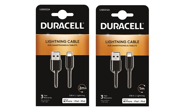 Duracell 1m+2m Kabel USB-A do Lightning